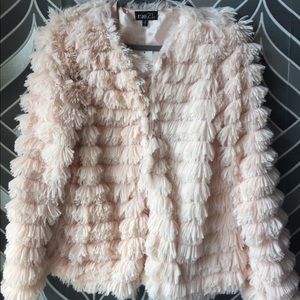 Blush peachy pink faux fur jacket